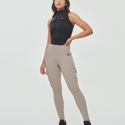 High Waisted Cargo Leggings - Khaki