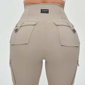 High Waisted Cargo Leggings - Khaki
