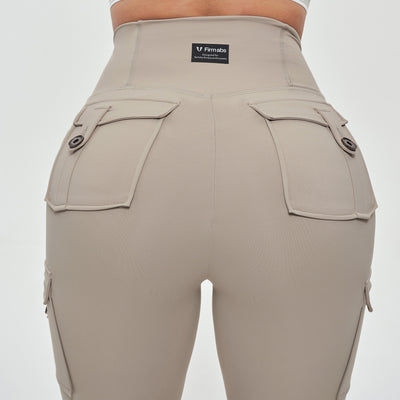 High Waisted Cargo Leggings - Khaki
