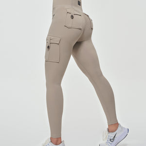 High Waisted Cargo Leggings - Khaki