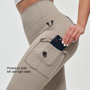 High Waisted Cargo Leggings - Khaki