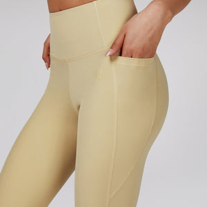 High-waisted Gym Leggings - Light Yellow