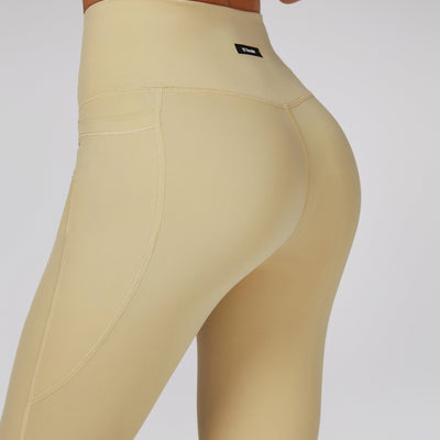 High-waisted Gym Leggings - Light Yellow