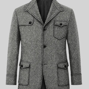 Highlander Heavy Honeycomb Gray Hunter Style Tweed Jacket