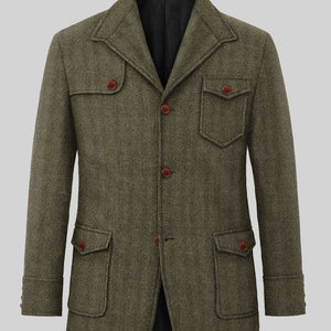 Highlander Olive Herringbone Hunter Style Tweed Jacket