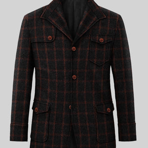 Highlander Heavy Black Check Hunter Style Tweed Jacket