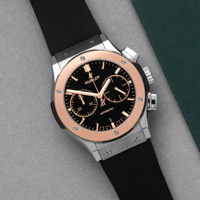 Hublot Classic Fusion Chronograph Titanium King Gold Black Dial Men 45mm