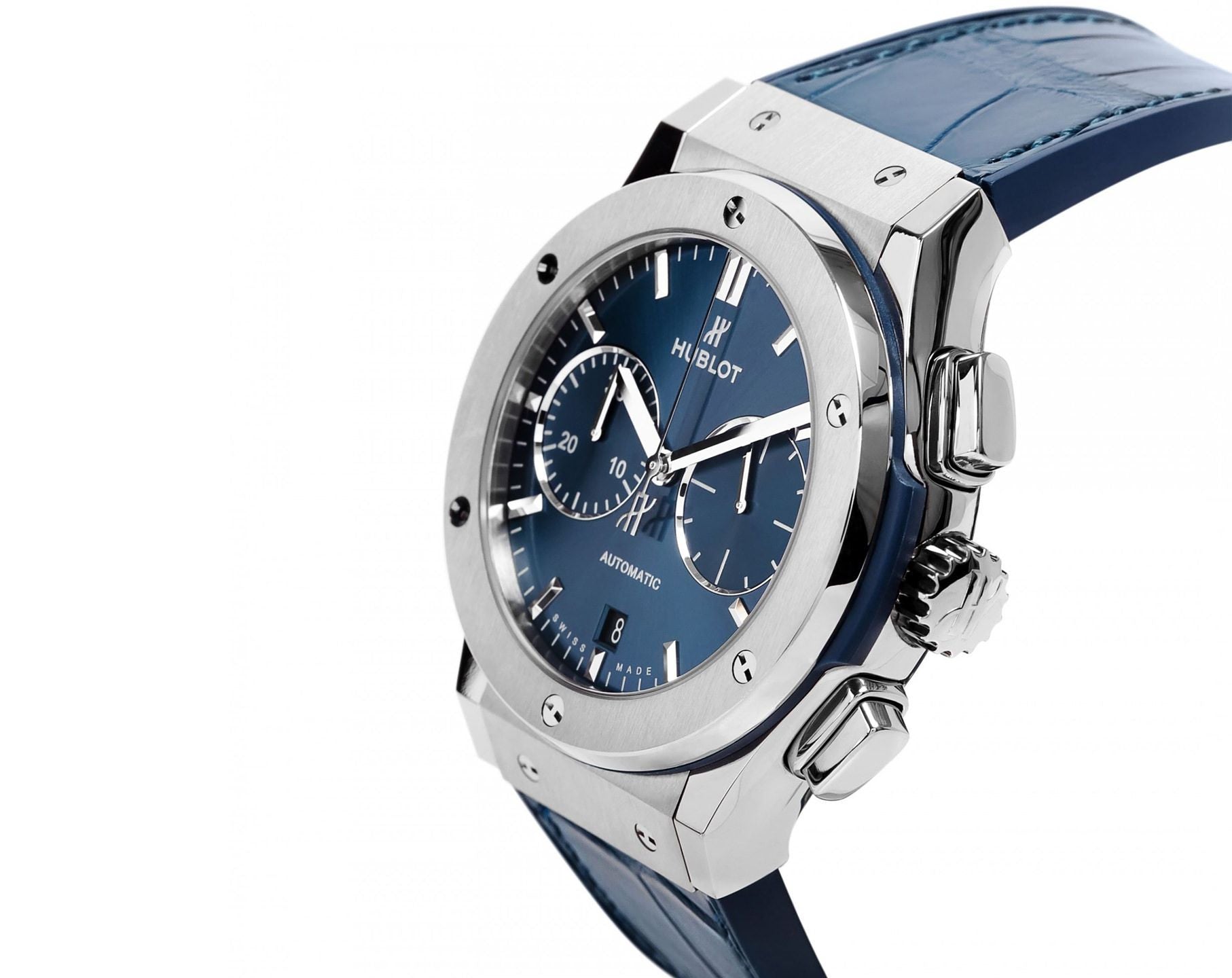 Hublot Classic Fusion Chronograph Titanium Blue Dial Men 45mm