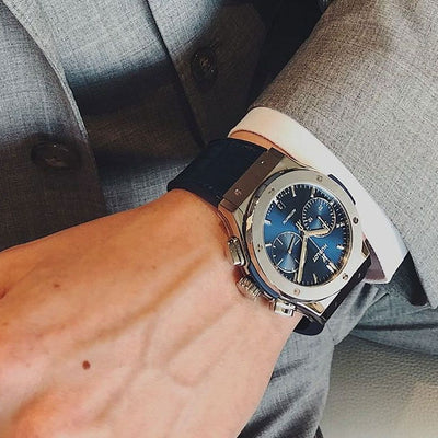Hublot Classic Fusion Chronograph Titanium Blue Dial Men 45mm