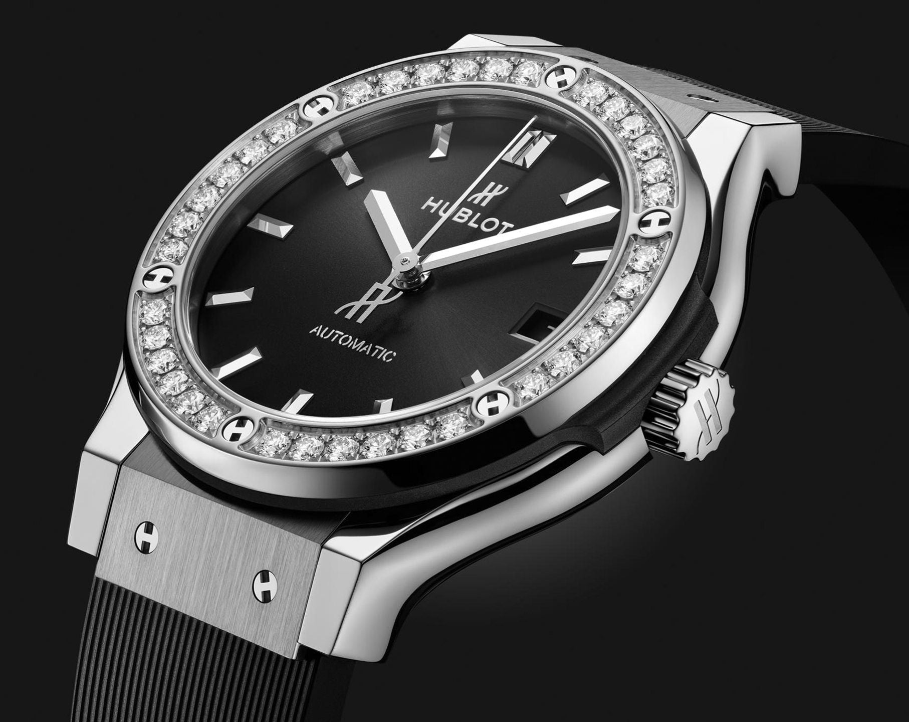 Hublot Classic Fusion Titanium Diamonds Black Dial Men 38mm