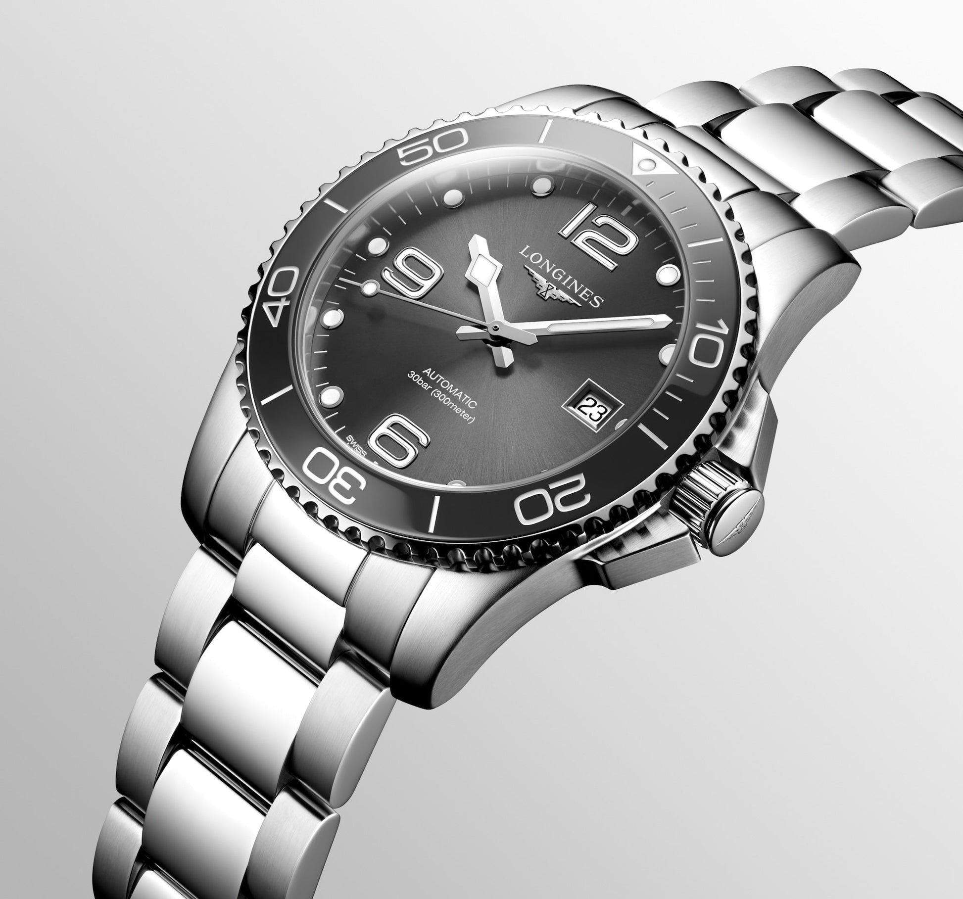 Longines Hydroconquest Sunray Grey Dial Men 41MM