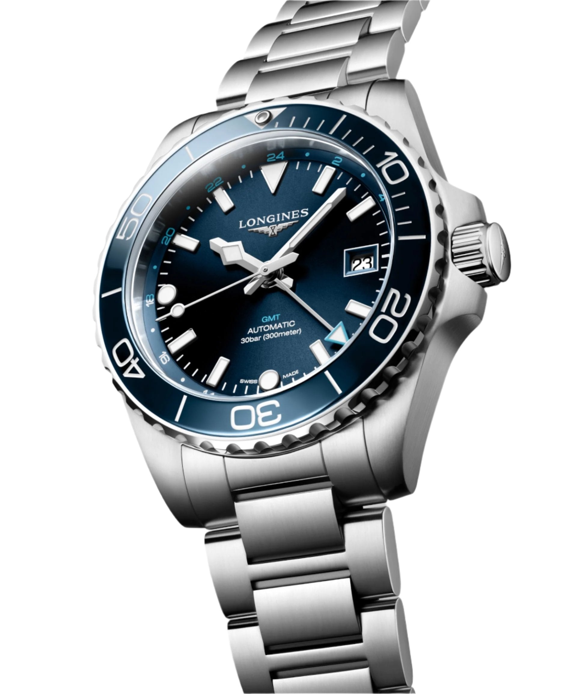 Longines Hydroconquest Gmt Sunray Blue Dial Men 41mm