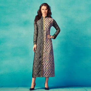 Hypnotic Black-Multi Colored Partywear Printed Cotton Kurti