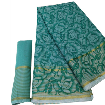 Hypnotic Blue Colored Casual Wear Floral Printed Net Saree