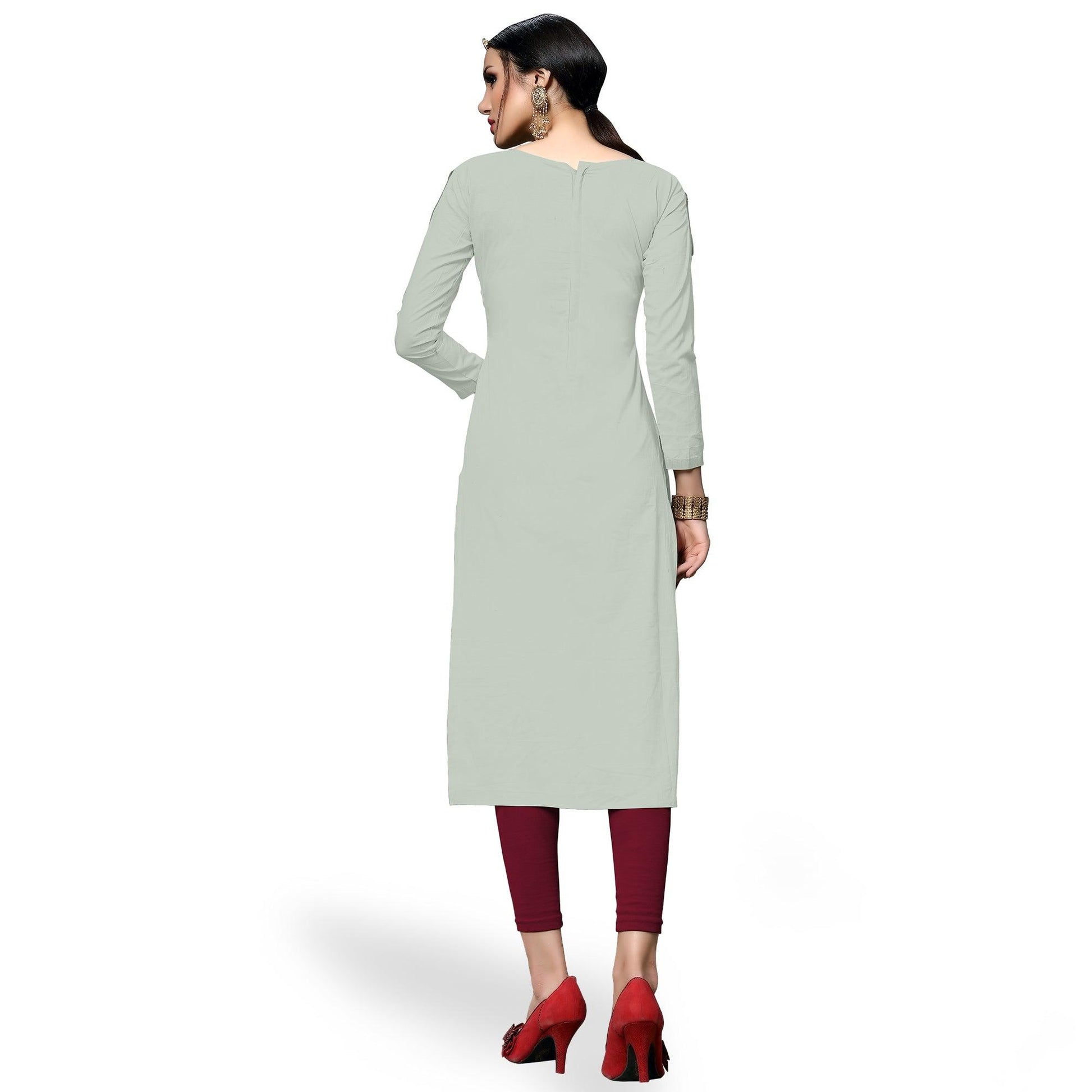 Hypnotic Light Green Colored Partywear Embroidered Cotton Dress Material