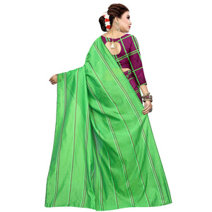 Hypnotic Magenta Pink-Green Colored Casual Printed Cotton Silk Saree