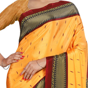 Hypnotic Mustard Yellow Colored Casual Wear Printed Crepe Saree