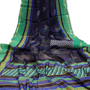 Hypnotic Navy Blue Colored Casual Wera Printed Art Silk Saree