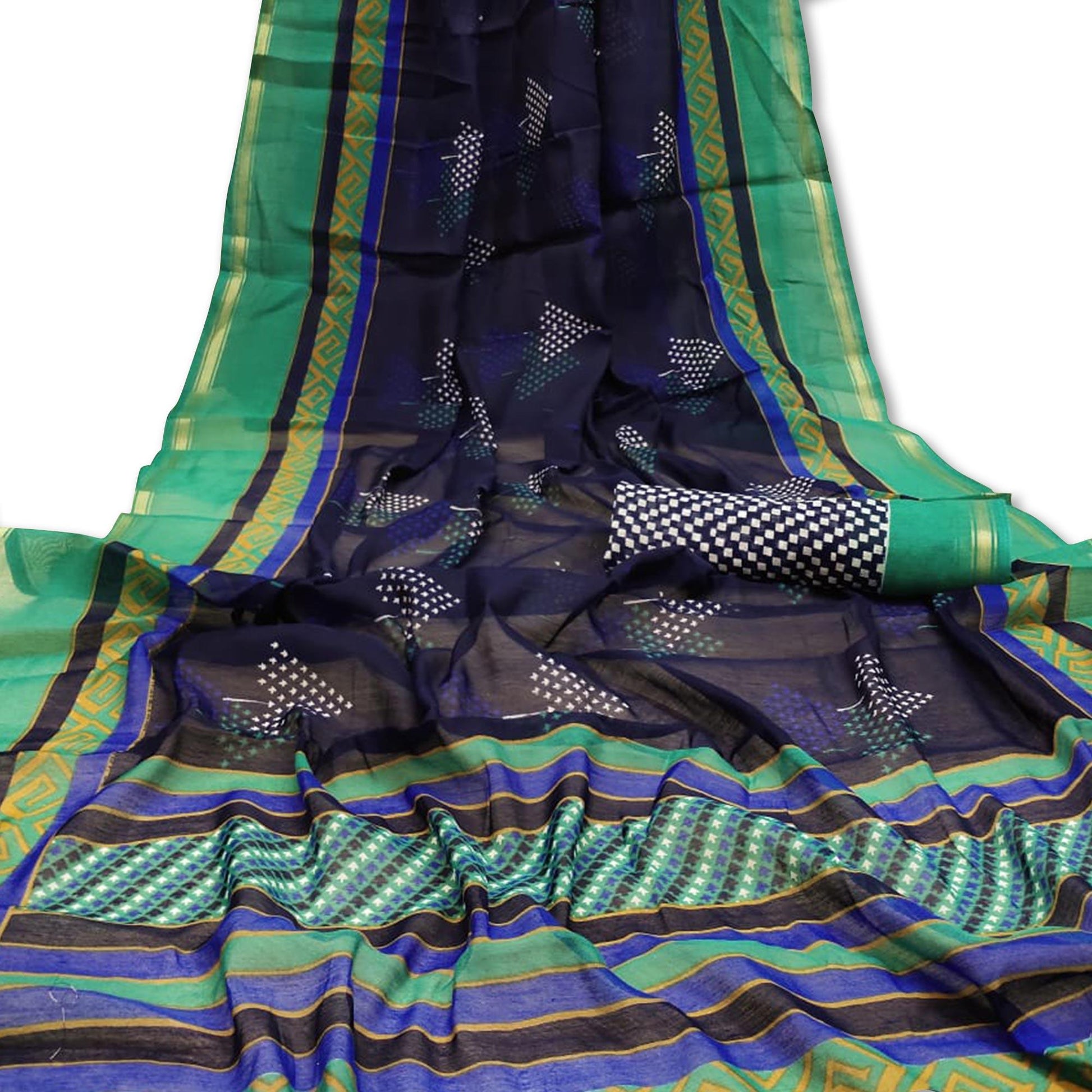 Hypnotic Navy Blue Colored Casual Wera Printed Art Silk Saree