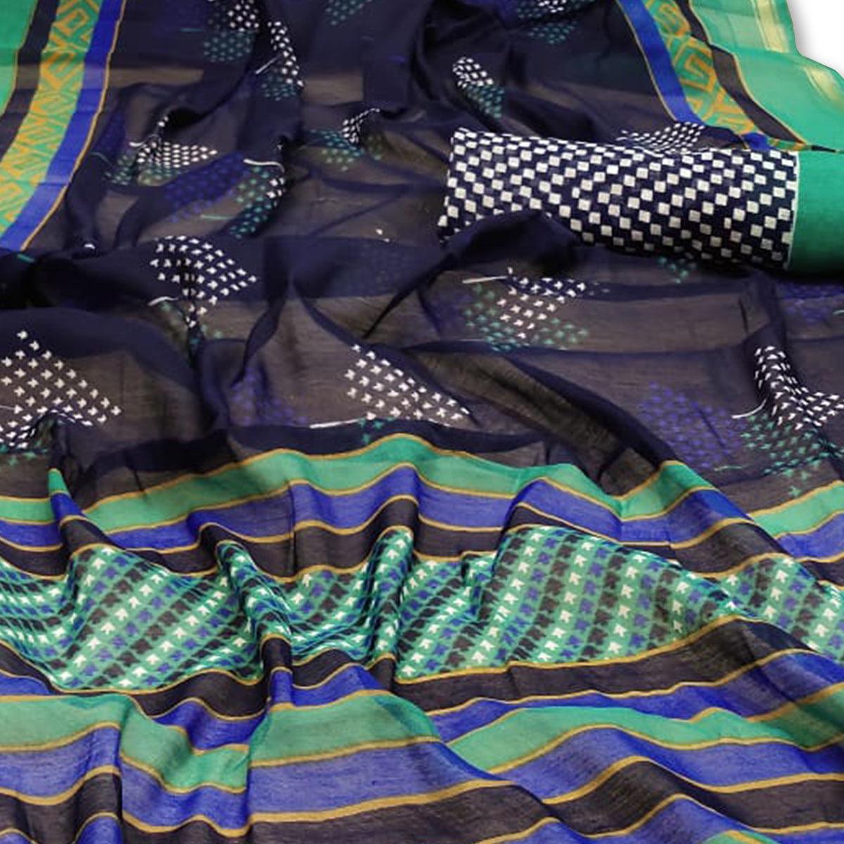 Hypnotic Navy Blue Colored Casual Wera Printed Art Silk Saree