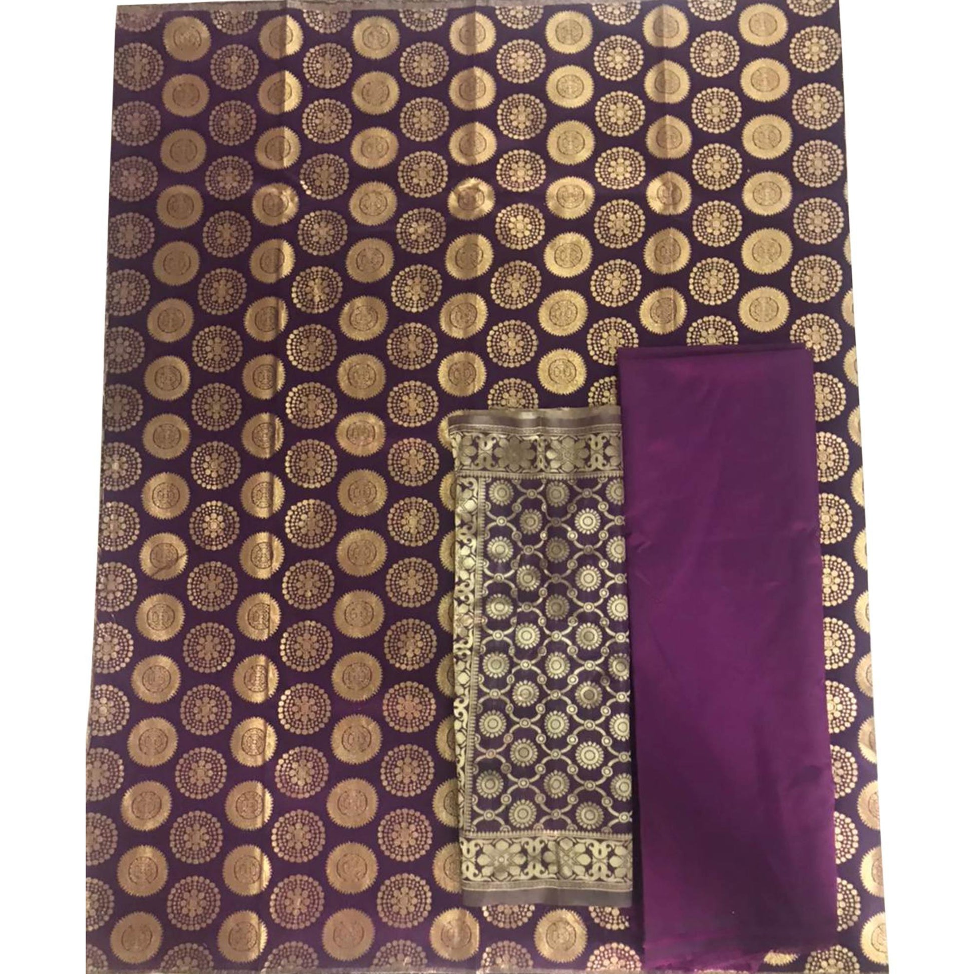 Hypnotic Purple Colored Casual Wear Woven Banarasi Silk Dress Material