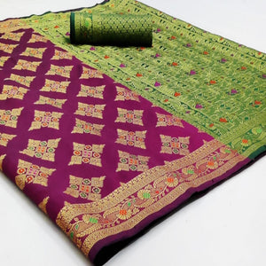 Hypnotic Purple Colored Festive Wear Woven Silk Saree
