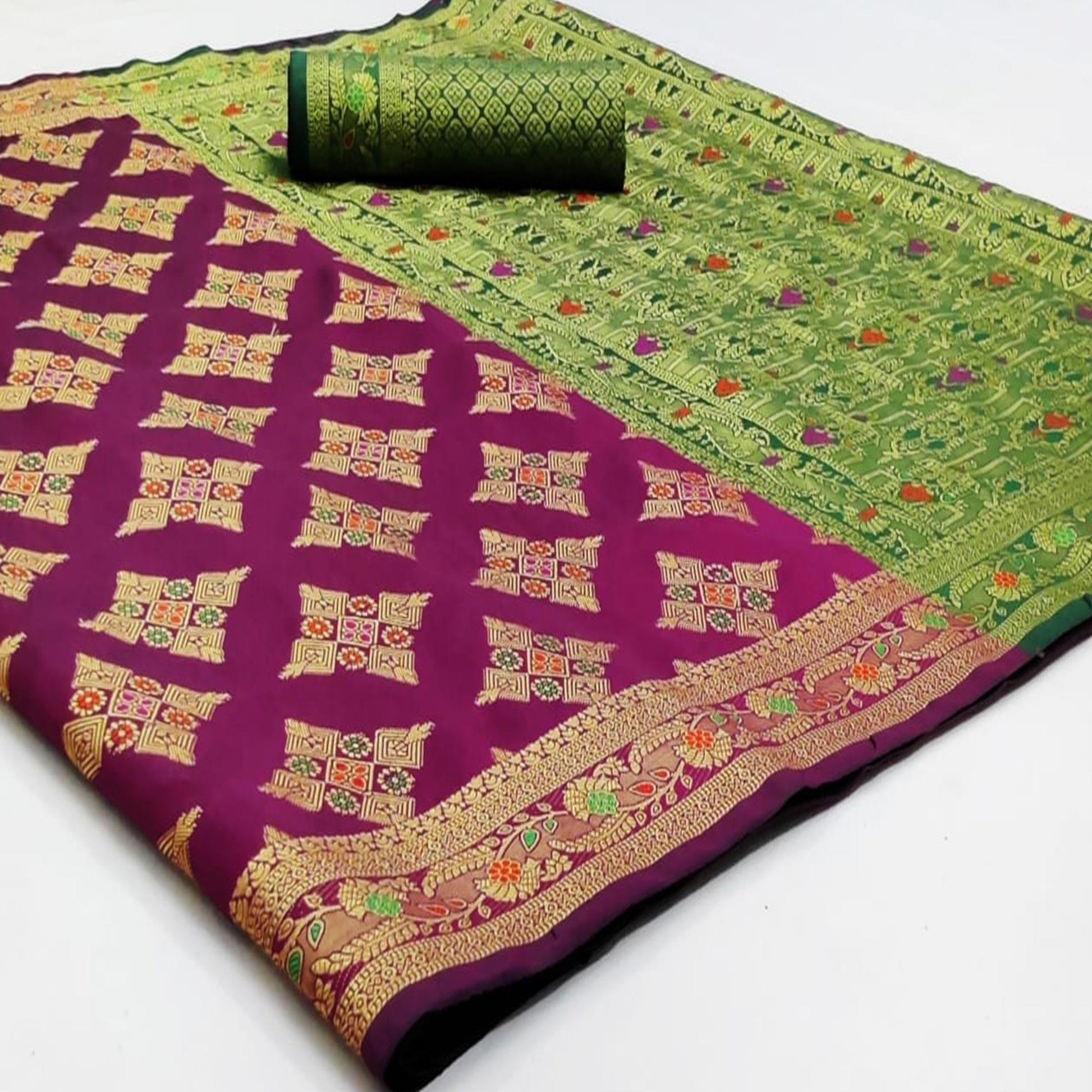 Hypnotic Purple Colored Festive Wear Woven Silk Saree