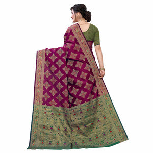 Hypnotic Purple Colored Festive Wear Woven Silk Saree