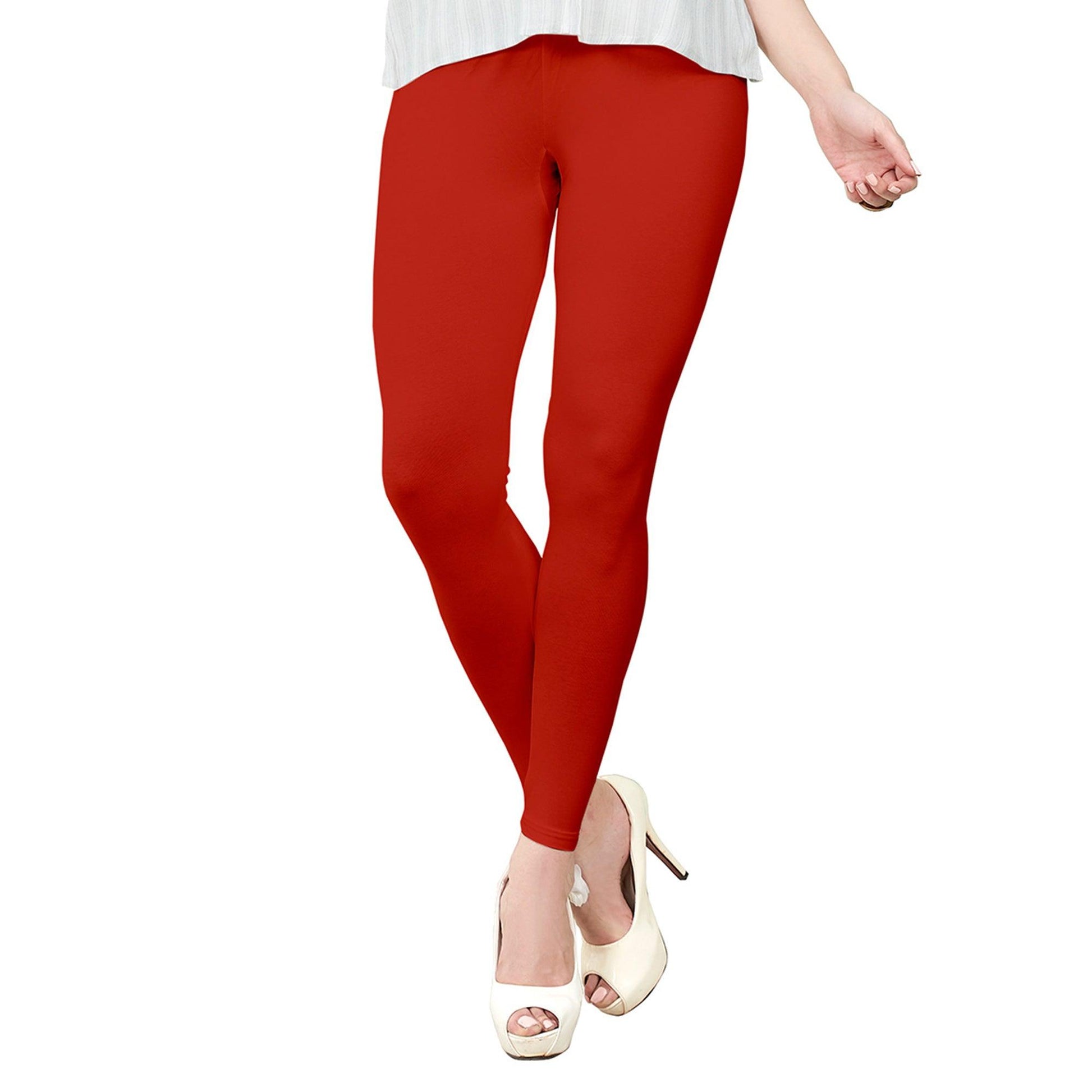Hypnotic Red Colored Casual Wear Ankle Length Leggings