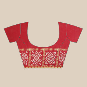 Hypnotic Red Colored Festive Wear Woven Moss Georgette Saree