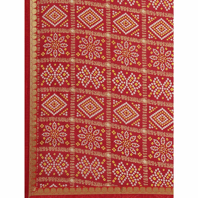 Hypnotic Red Colored Festive Wear Woven Moss Georgette Saree