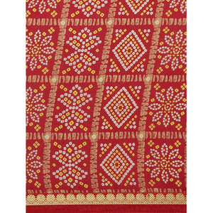 Hypnotic Red Colored Festive Wear Woven Moss Georgette Saree