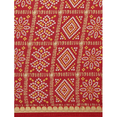 Hypnotic Red Colored Festive Wear Woven Moss Georgette Saree