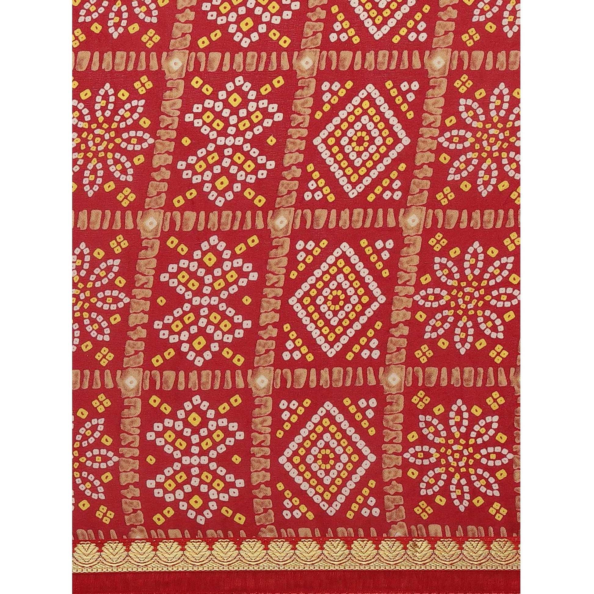 Hypnotic Red Colored Festive Wear Woven Moss Georgette Saree