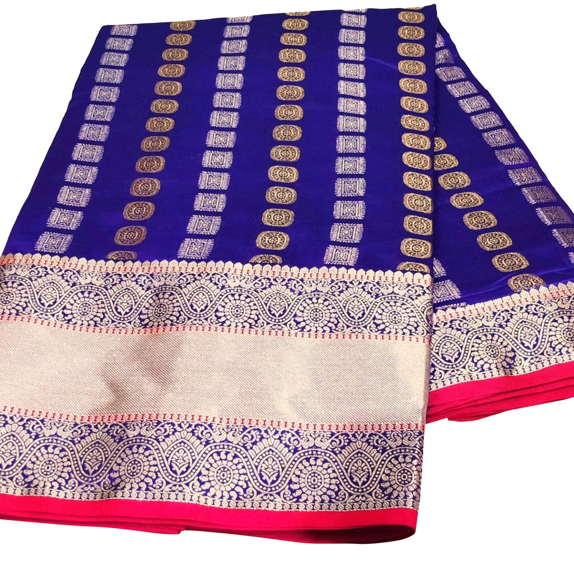 Hypnotic Royal Blue Colored Festive Wear Woven Silk Saree