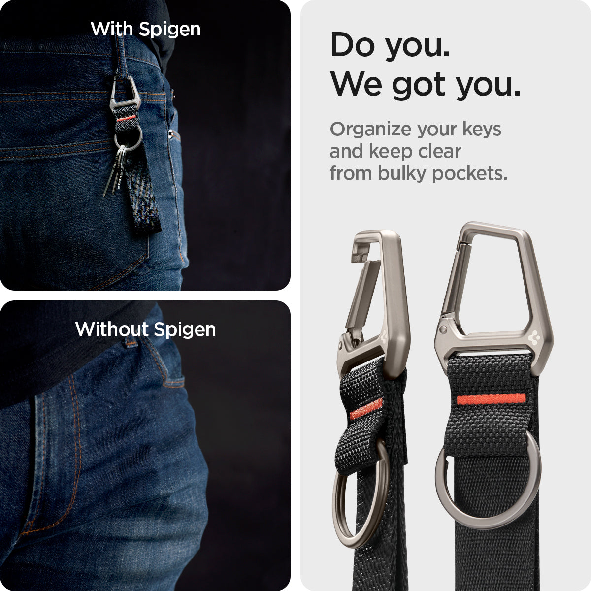 Carabiner Black Strap + Key Ring