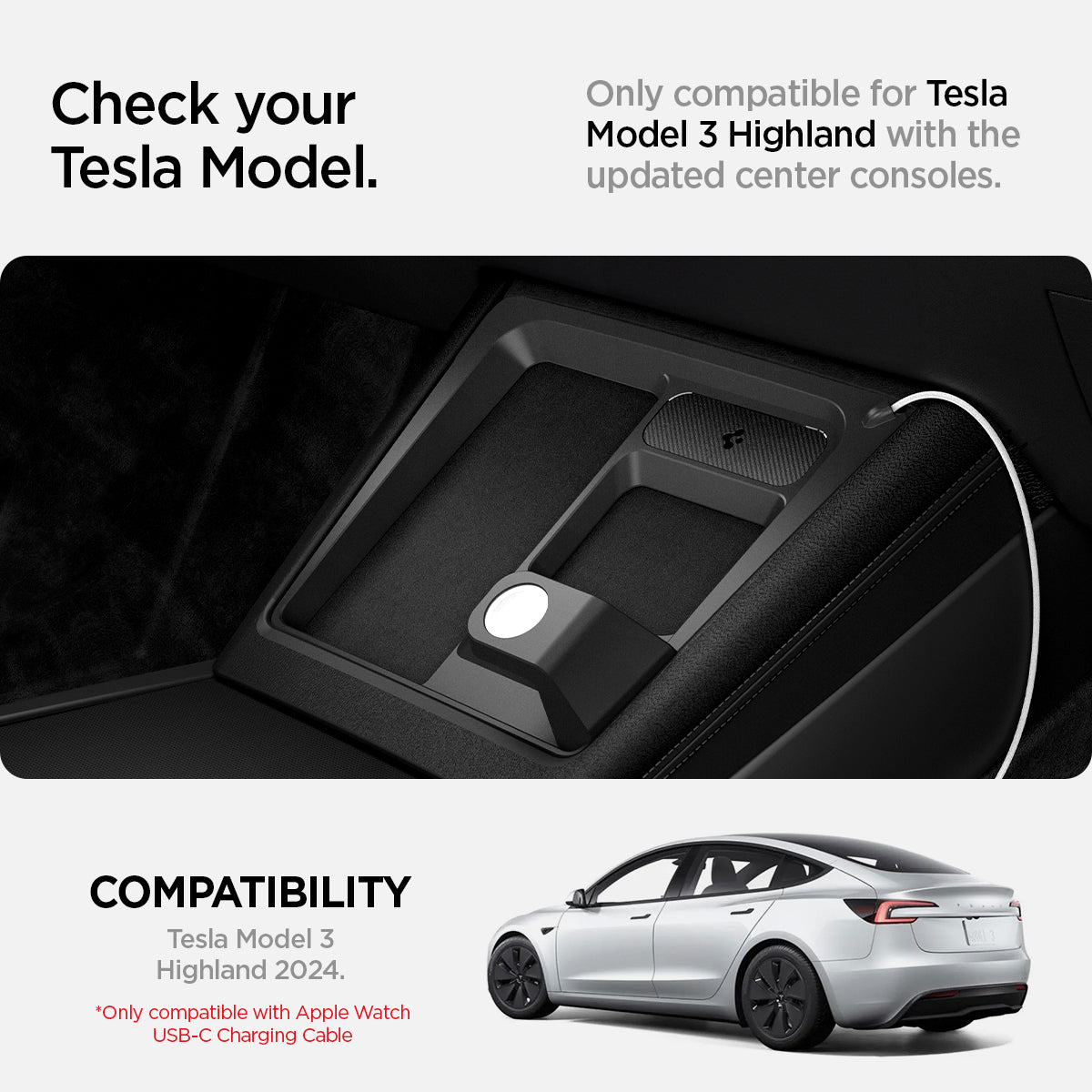 Tesla Model 3 Highland - 3 in 1 Charging Organizer | TO272H