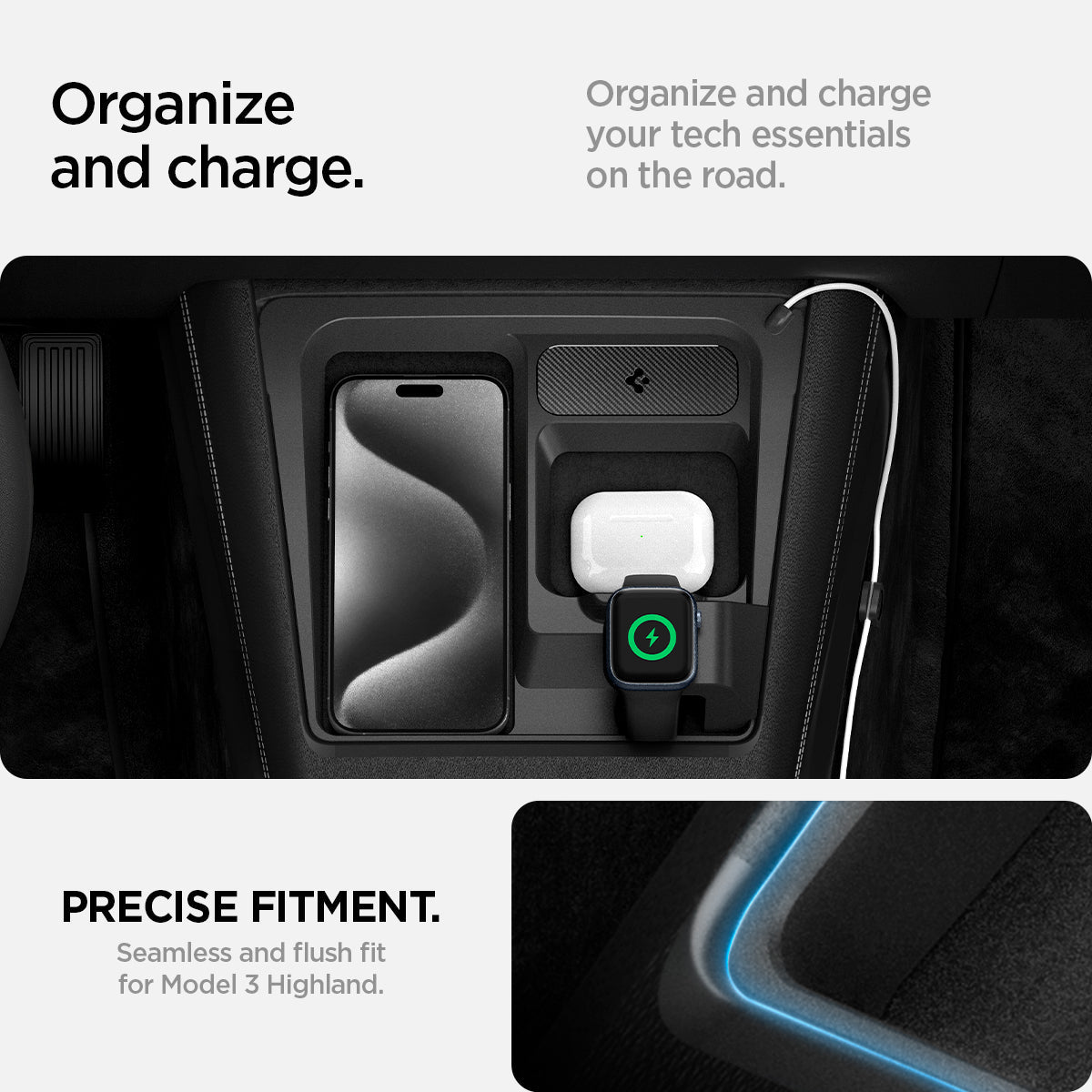 Tesla Model 3 Highland - 3 in 1 Charging Organizer | TO272H
