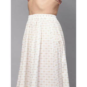Idalia - Baby Pink Printed Kurta With Gold Print Skirt