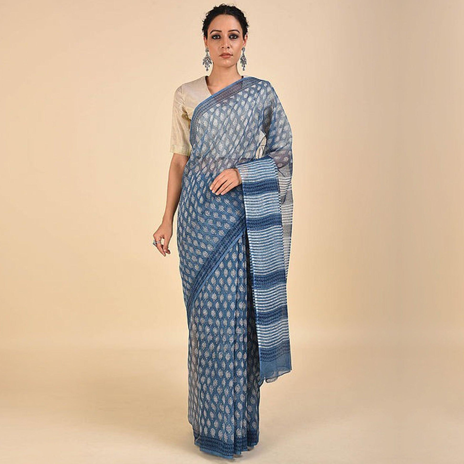 Ideal Blue Colored Casual Printed Silk Saree