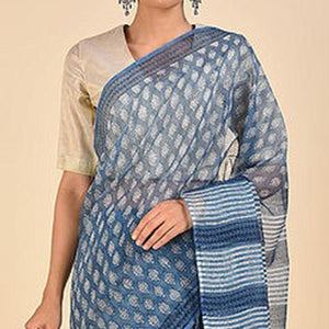 Ideal Blue Colored Casual Printed Silk Saree