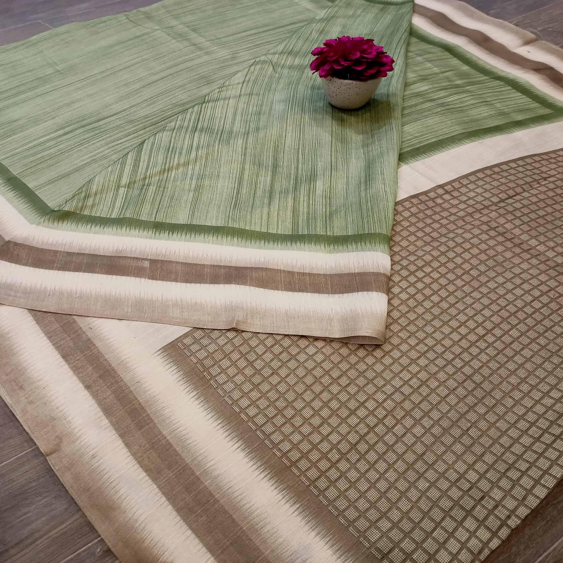 Ideal Green Colored Casual Wear Printed Bhagalpuri Silk Saree