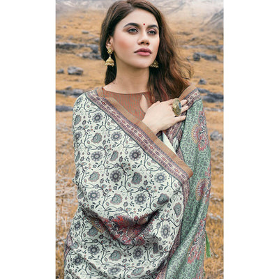 Ideal Green Colored Festive Wear Printed Art Silk Saree