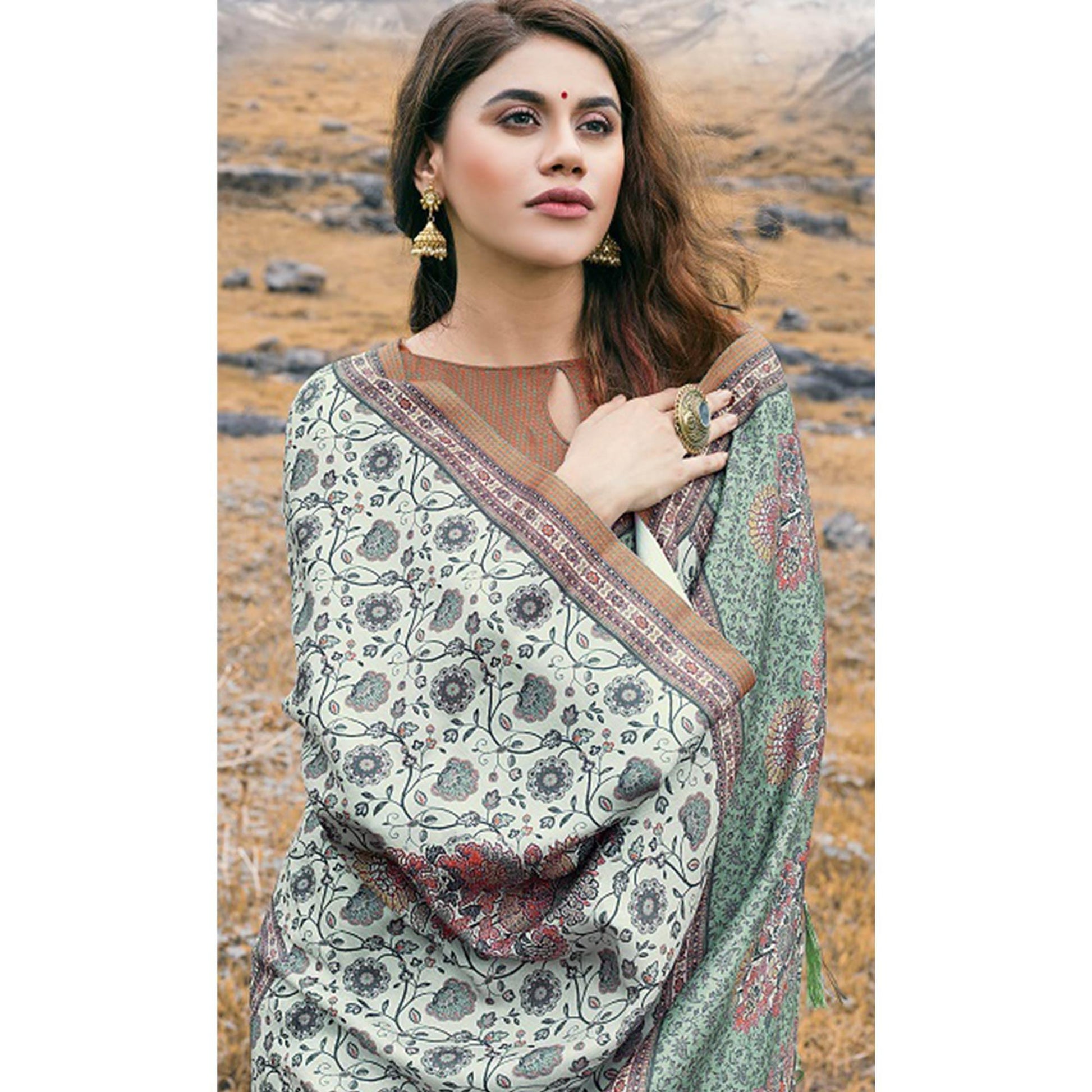 Ideal Green Colored Festive Wear Printed Art Silk Saree