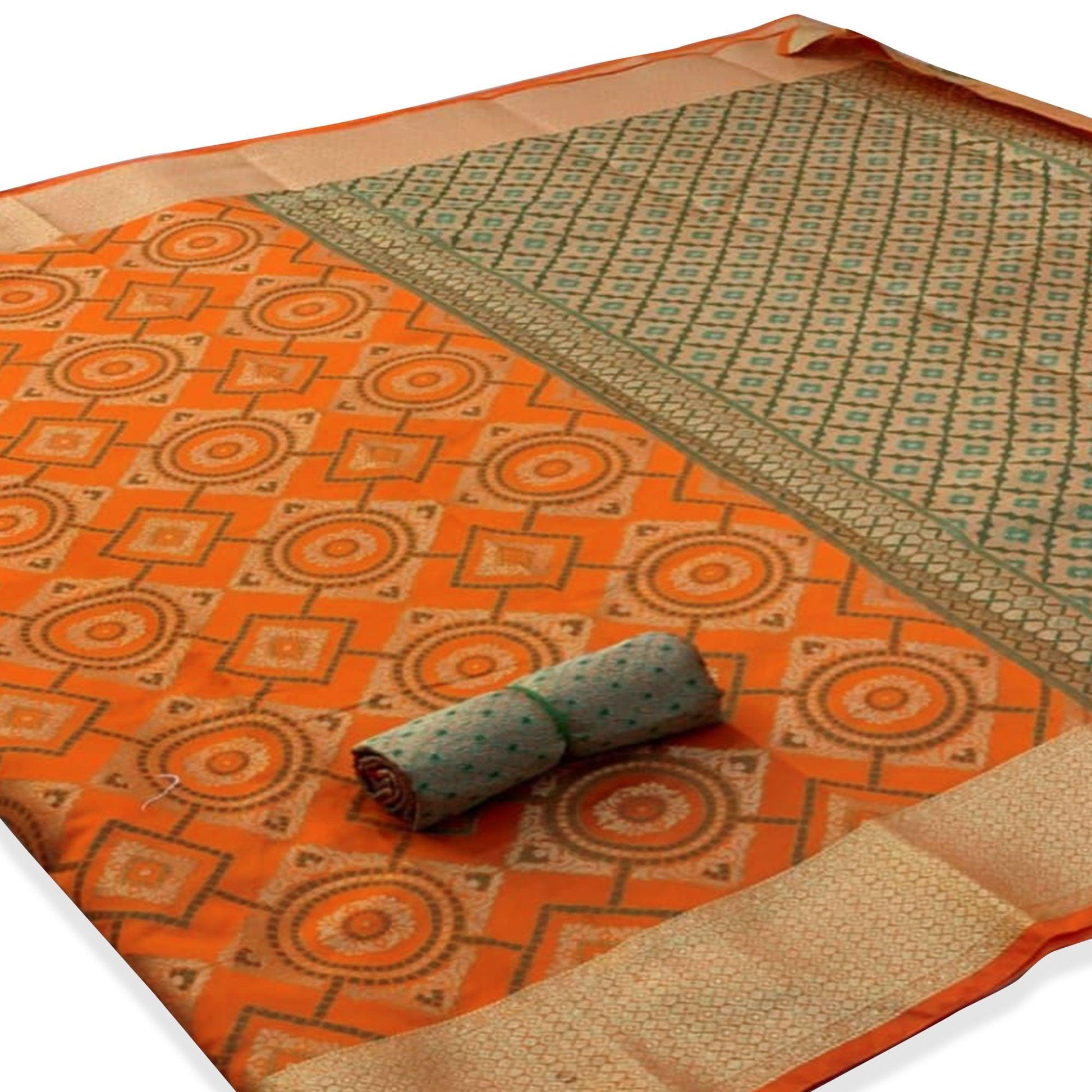 Ideal Light Orange Colored Festive Wear Woven Silk Saree