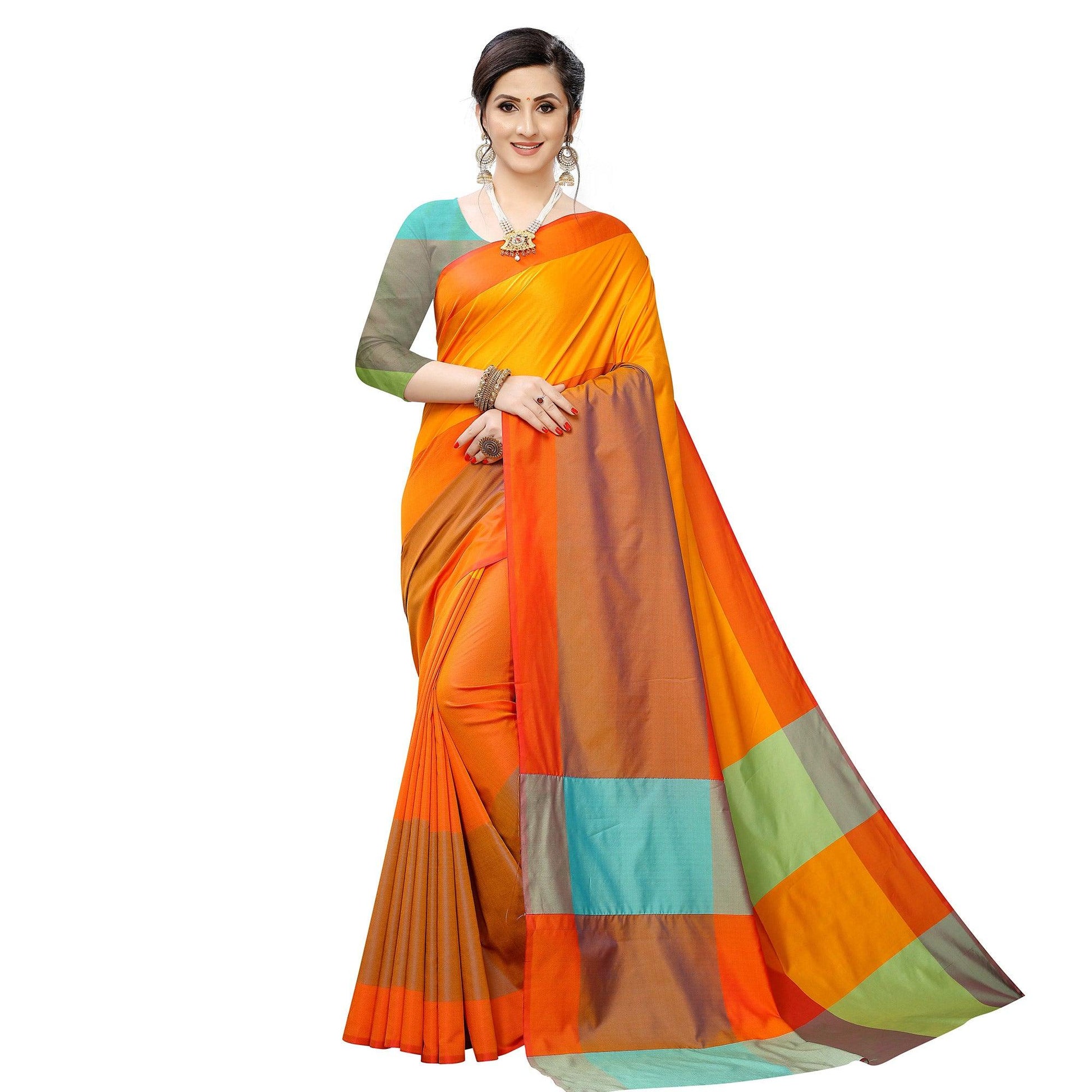 Ideal Mustard Yellow Colored Festive Wear Woven Sana Silk Saree
