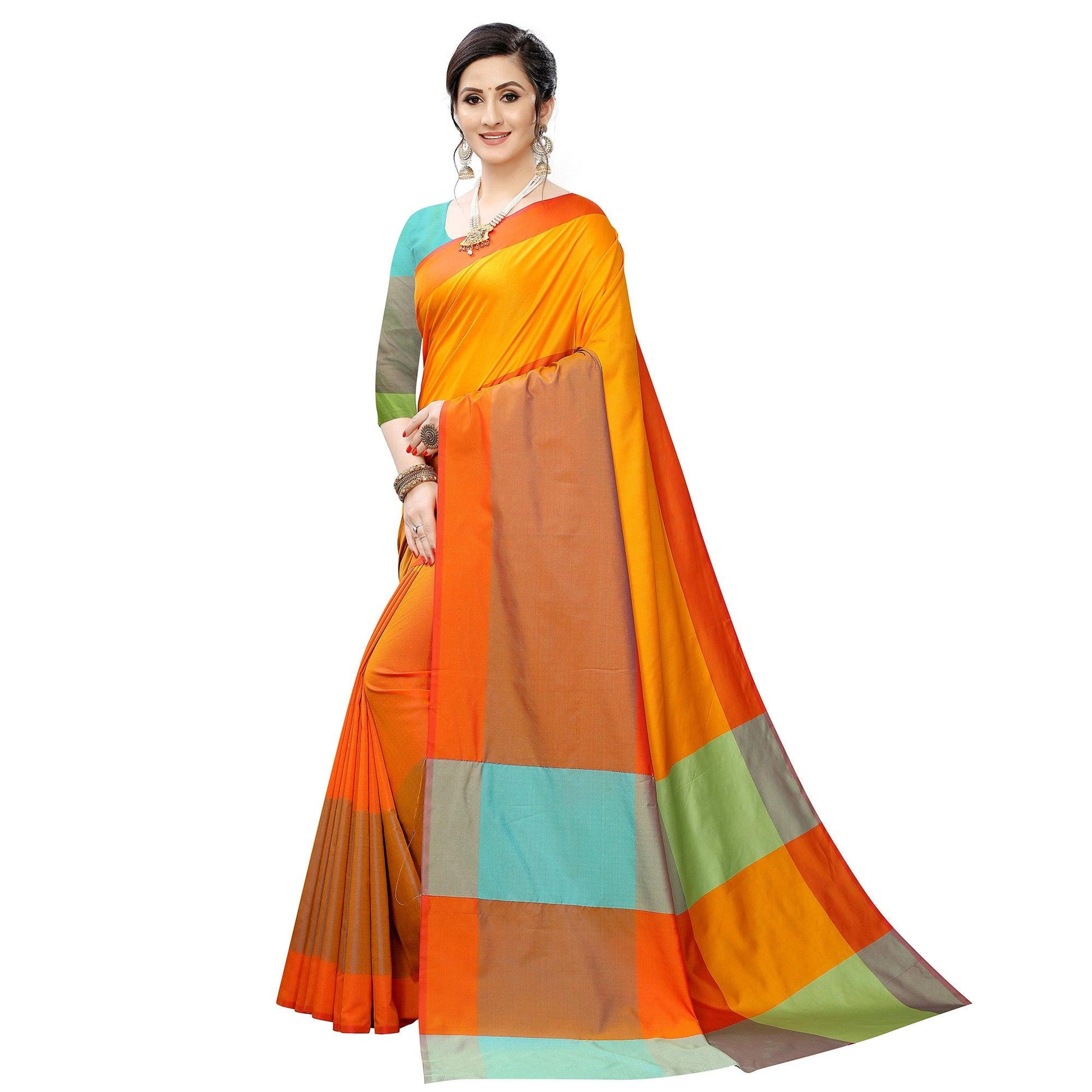 Ideal Mustard Yellow Colored Festive Wear Woven Sana Silk Saree