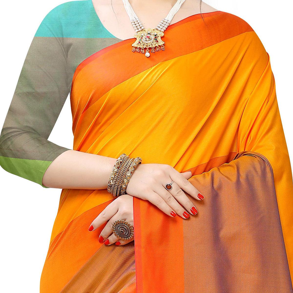 Ideal Mustard Yellow Colored Festive Wear Woven Sana Silk Saree