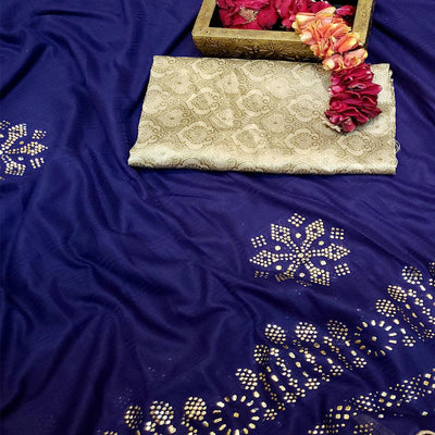 Ideal Navy Blue Colored Festive Wear Embellished Art Silk Saree
