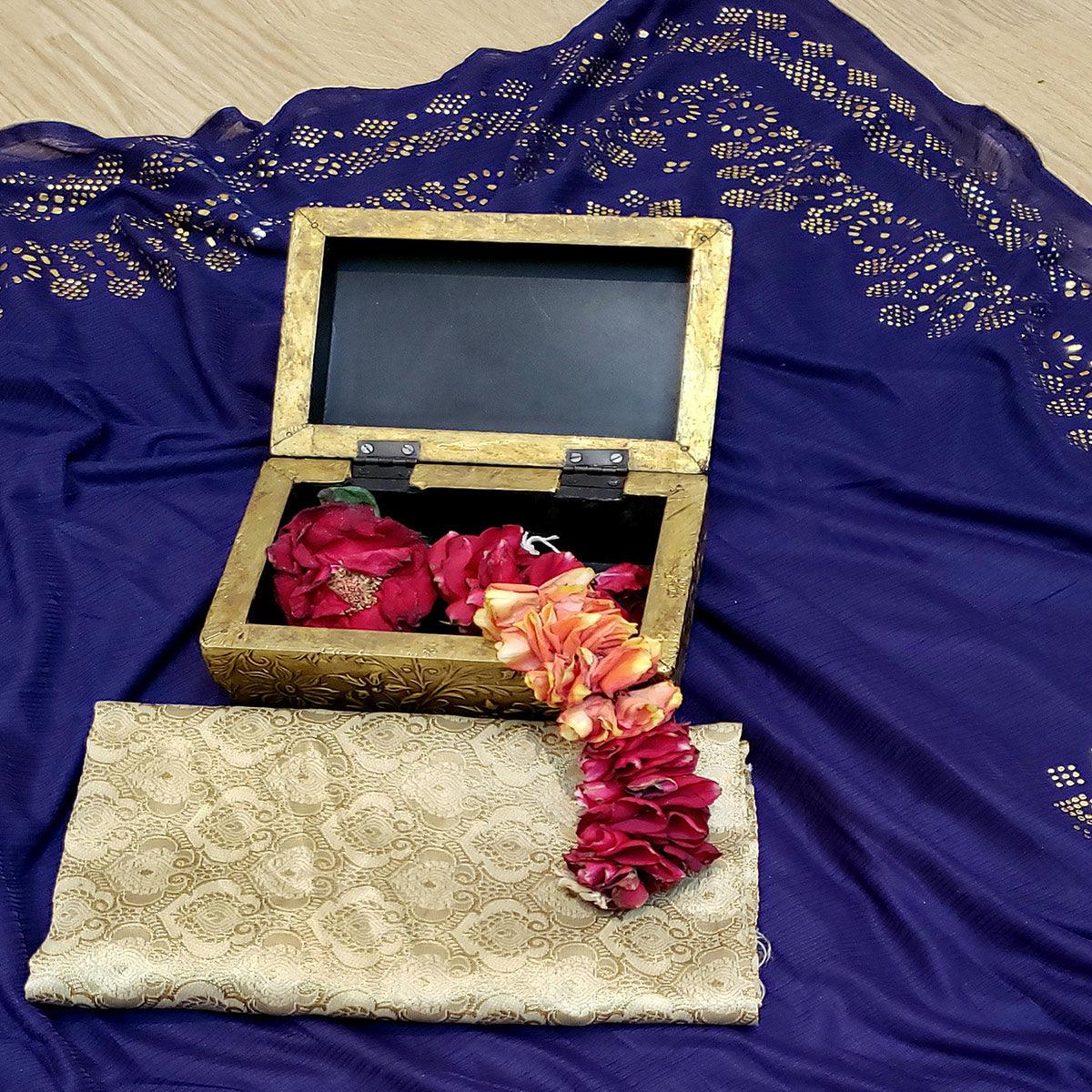 Ideal Navy Blue Colored Festive Wear Embellished Art Silk Saree